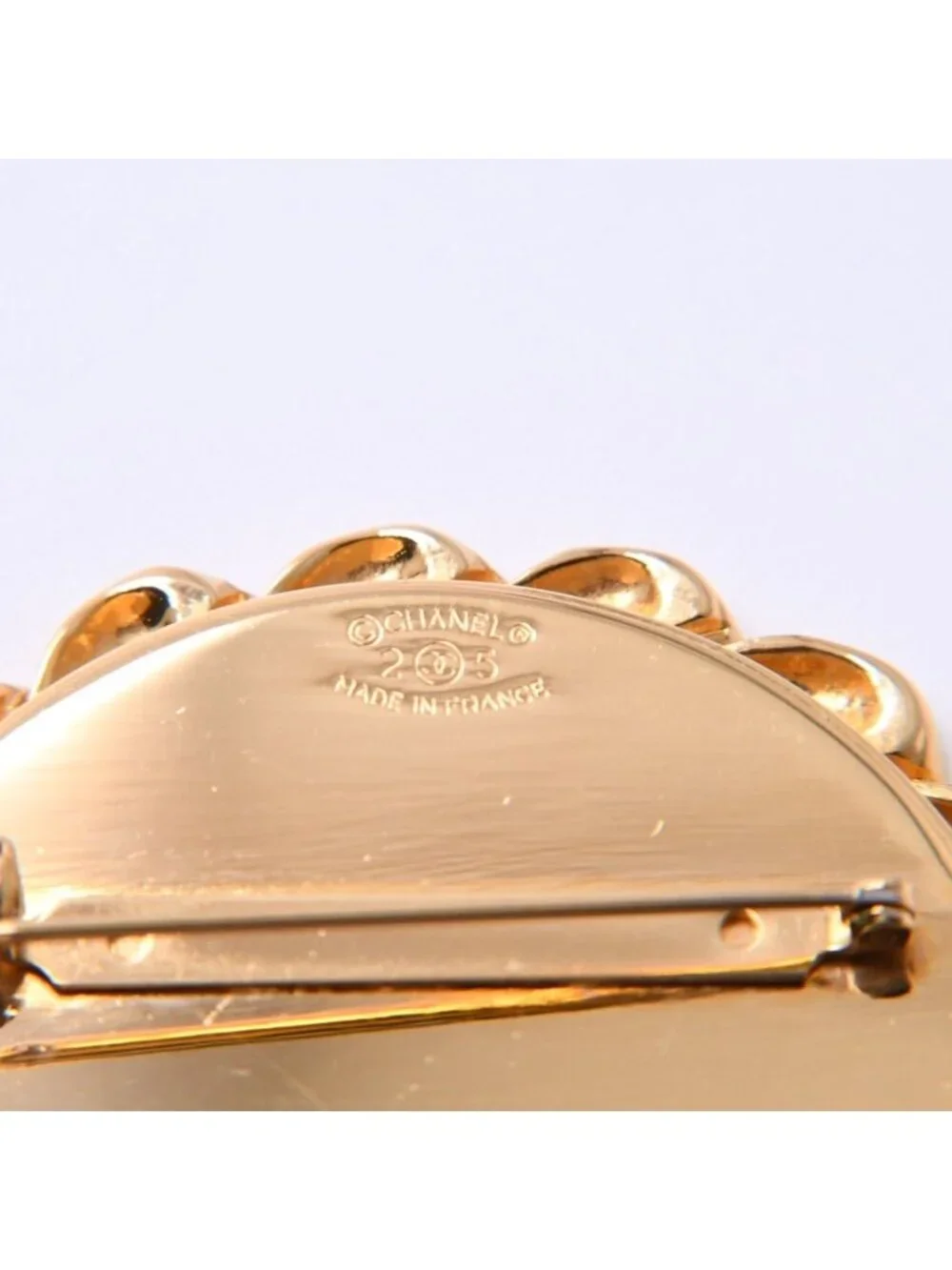 Chanel CC Logo Vintage Rope Edge Brooch 2 Gold Plated